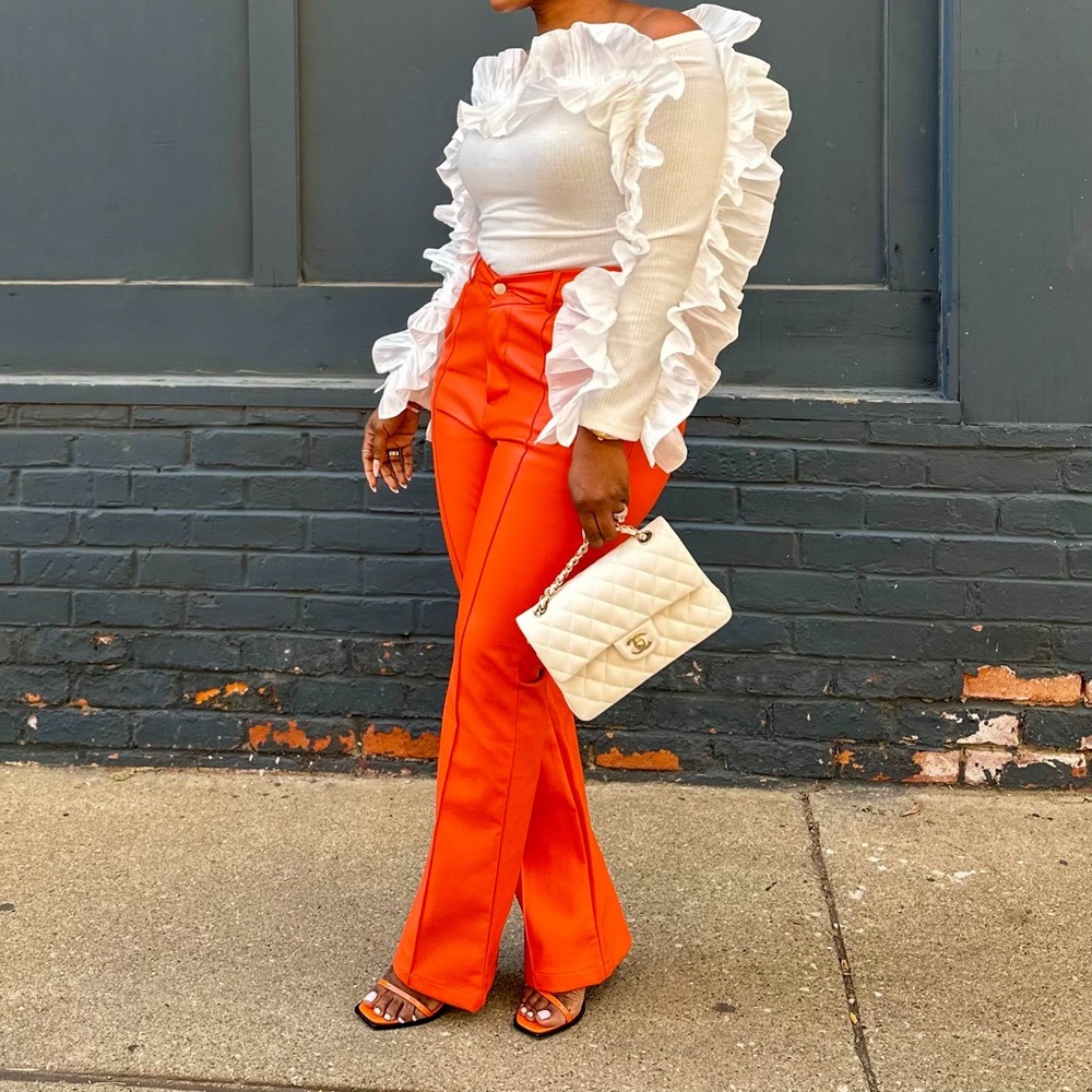 ORANGE  LEATHER PANTS